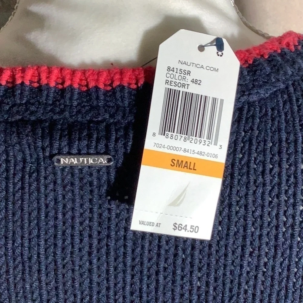 Nautica NEW - Sz S - classic crew neck sweater - 80% cotton - navy blue
